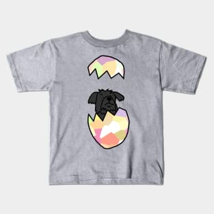 Cute Dog Popping out of Funny Easter Egg Kids T-Shirt